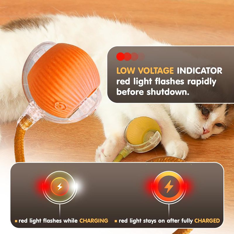 Automatic Interactive Cat Ball - grey rechargeable electric rolling toy for cats, view 4