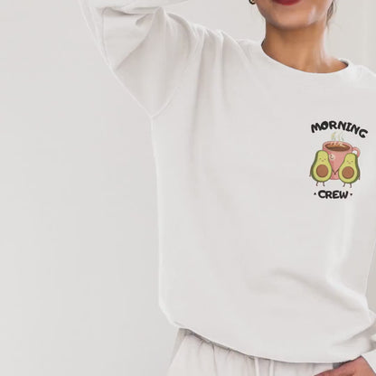 Morning Crew Avocado & Coffee Sweatshirt — Cozy Oversized Crewneck